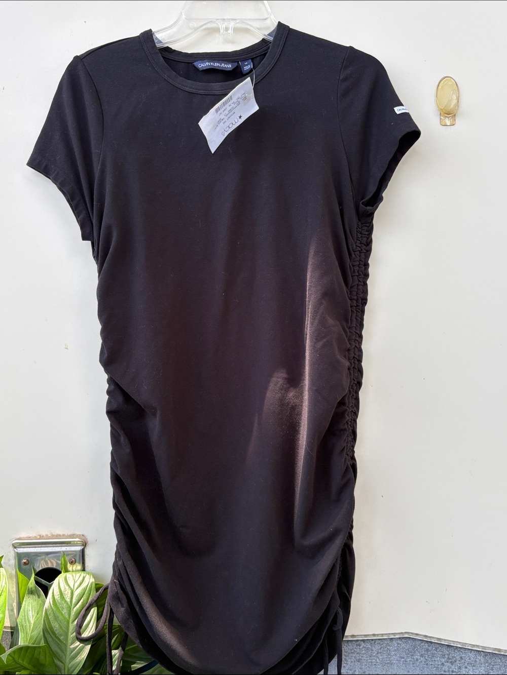 Calvin Klein Black Ruched Side Tee Dress - Picture 2 of 6